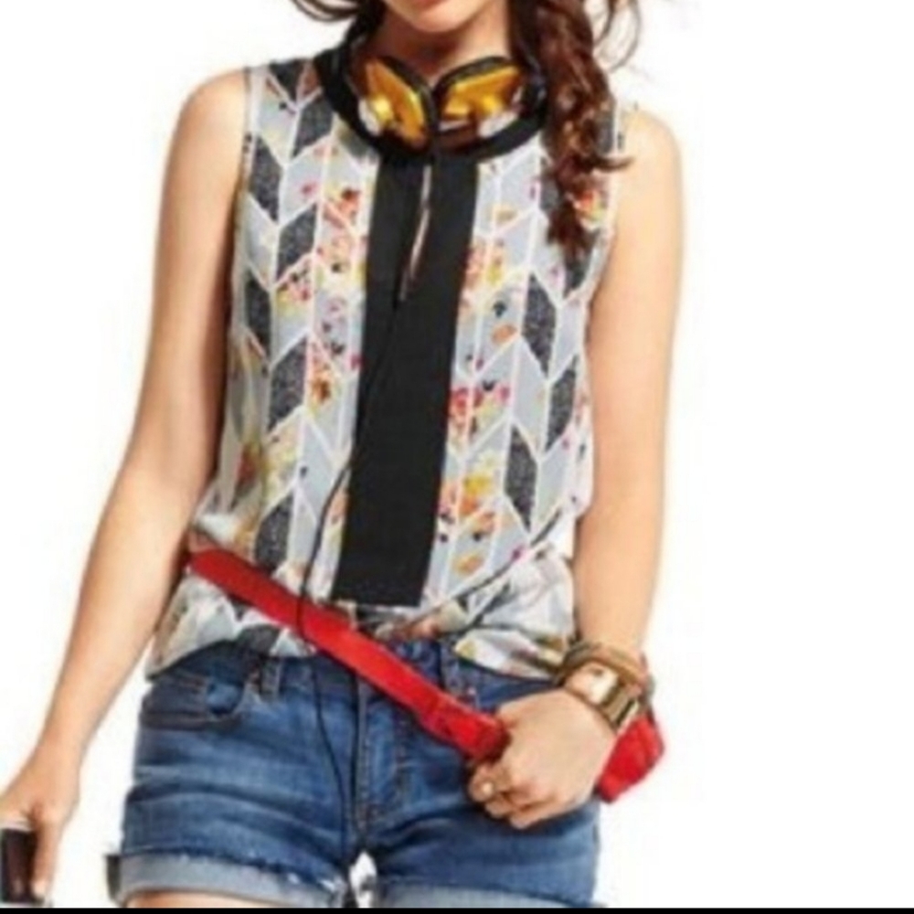CAbi Grosgrain Floral Sleeveless Top